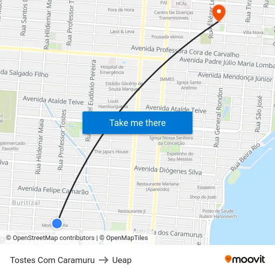 Tostes Com Caramuru to Ueap map