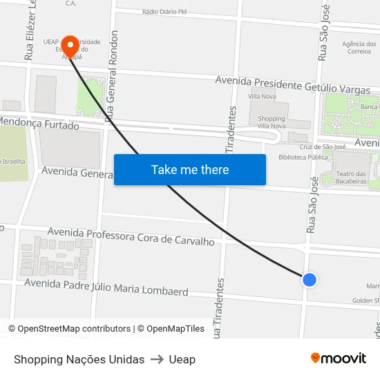 Shopping Nações Unidas to Ueap map