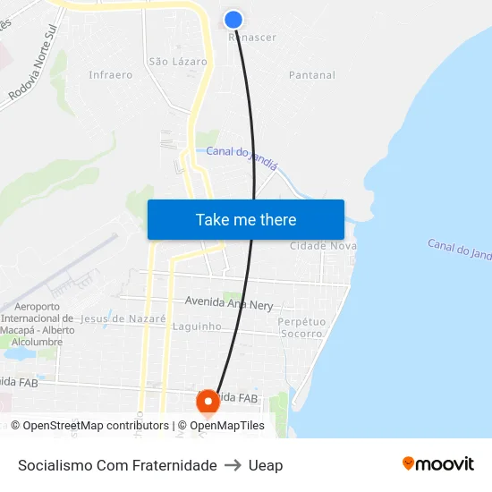 Socialismo Com Fraternidade to Ueap map