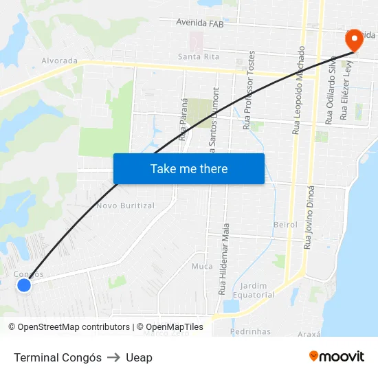 Terminal Congós to Ueap map