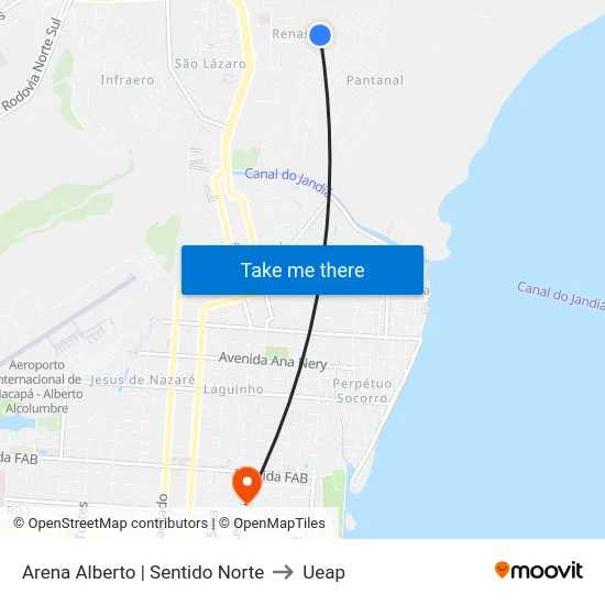Arena Alberto | Sentido Norte to Ueap map
