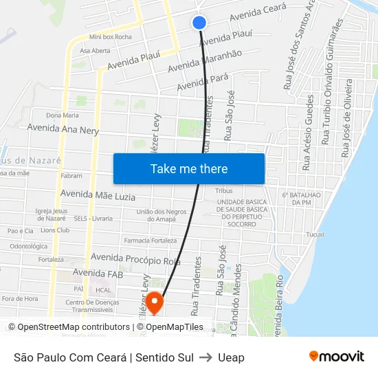 São Paulo Com Ceará | Sentido Sul to Ueap map