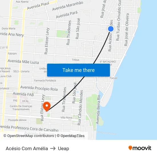 Acésio Com Amélia to Ueap map