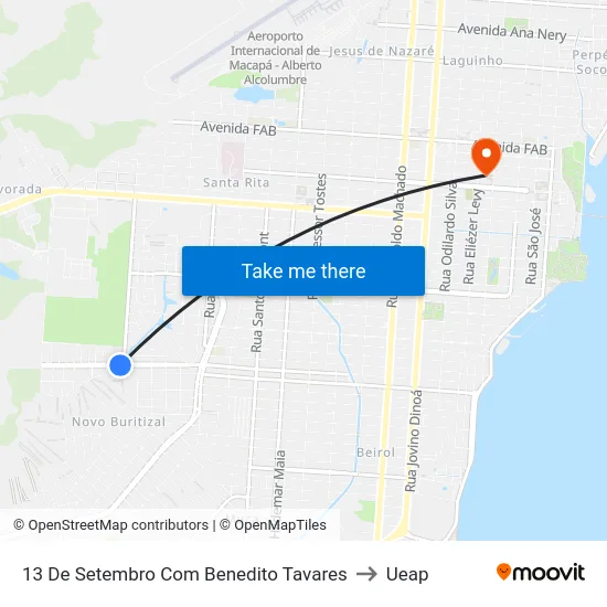 13 De Setembro Com Benedito Tavares to Ueap map