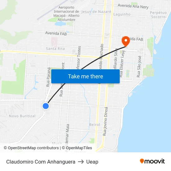 Claudomiro Com Anhanguera to Ueap map