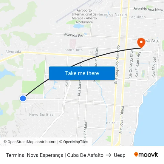Terminal Nova Esperança | Cuba De Asfalto to Ueap map