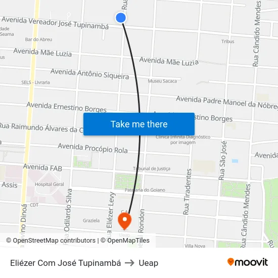 Eliézer Com José Tupinambá to Ueap map