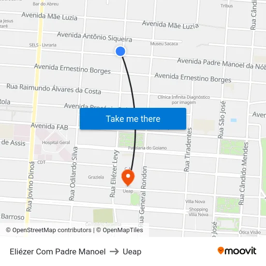 Eliézer Com Padre Manoel to Ueap map