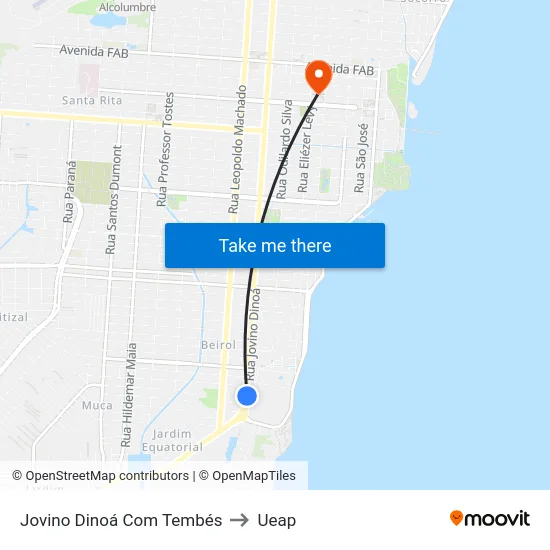 Jovino Dinoá Com Tembés to Ueap map