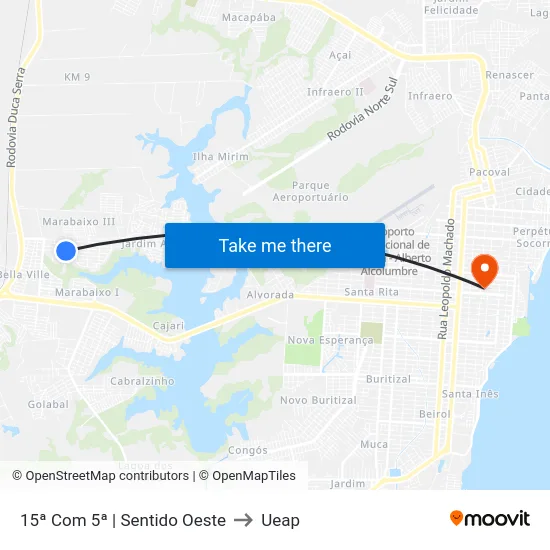 15ª Com 5ª | Sentido Oeste to Ueap map