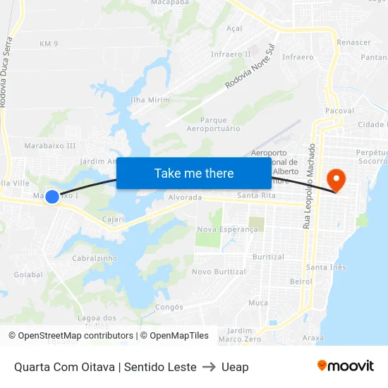 Quarta Com Oitava | Sentido Leste to Ueap map