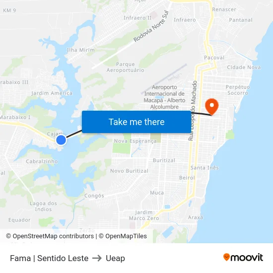 Fama | Sentido Leste to Ueap map