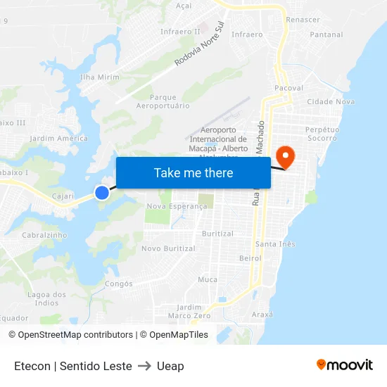 Etecon | Sentido Leste to Ueap map