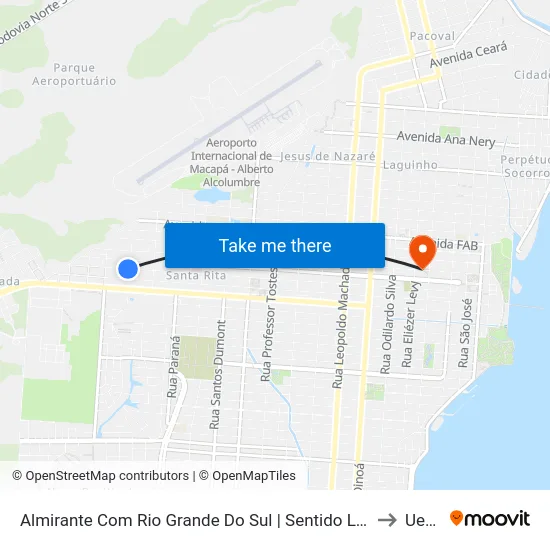 Almirante Com Rio Grande Do Sul | Sentido Leste to Ueap map