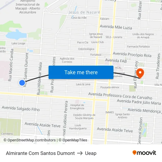 Almirante Com Santos Dumont to Ueap map