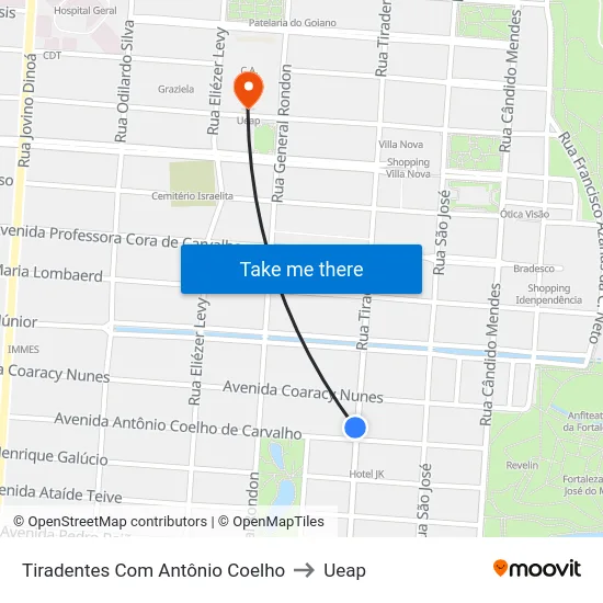 Tiradentes Com Antônio Coelho to Ueap map