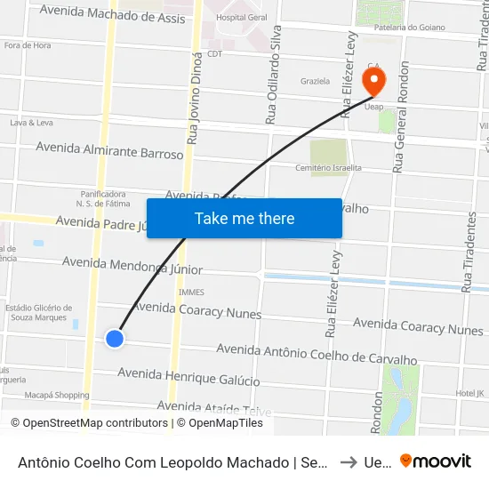 Antônio Coelho Com Leopoldo Machado | Sentido Oeste to Ueap map