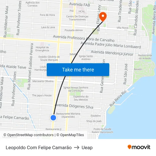 Leopoldo Com Felipe Camarão to Ueap map