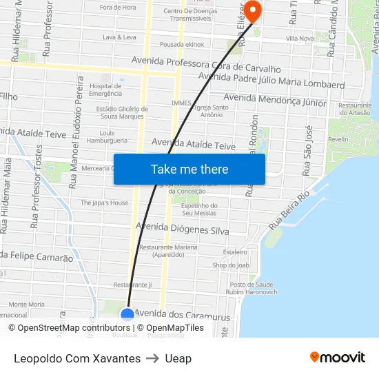 Leopoldo Com Xavantes to Ueap map