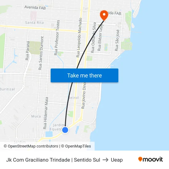 Jk Com Graciliano Trindade | Sentido Sul to Ueap map