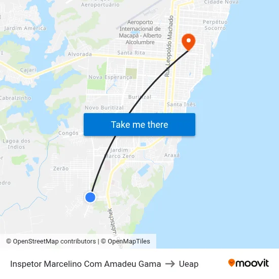 Inspetor Marcelino Com Amadeu Gama to Ueap map