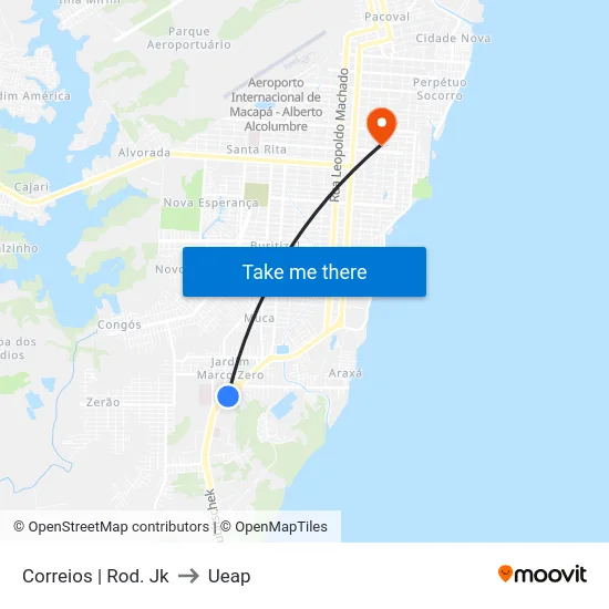 Correios | Rod. Jk to Ueap map