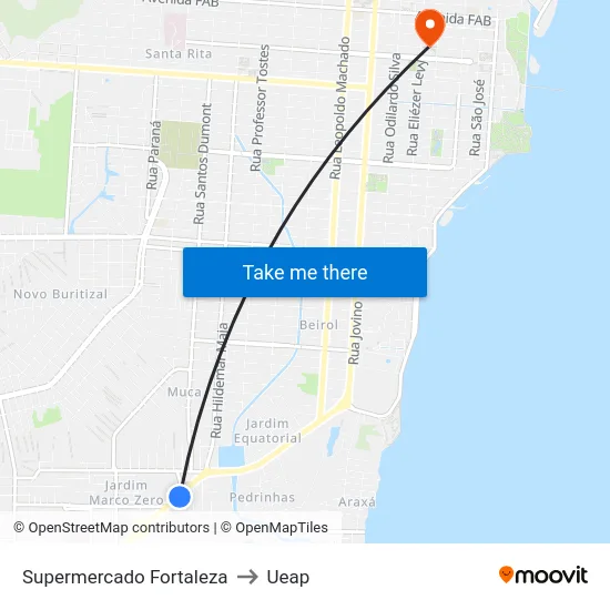 Supermercado Fortaleza to Ueap map
