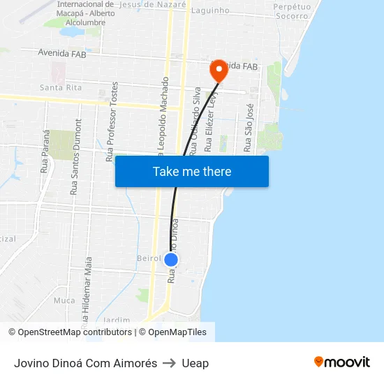 Jovino Dinoá Com Aimorés to Ueap map