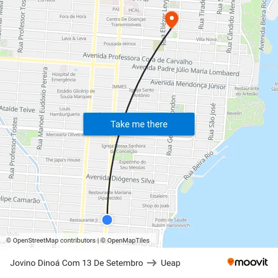 Jovino Dinoá Com 13 De Setembro to Ueap map