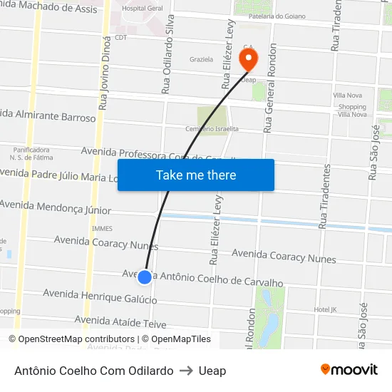 Antônio Coelho Com Odilardo to Ueap map