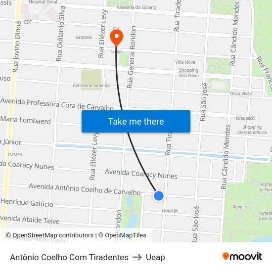 Antônio Coelho Com Tiradentes to Ueap map