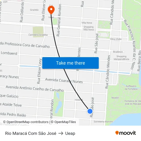 Rio Maracá Com São José to Ueap map