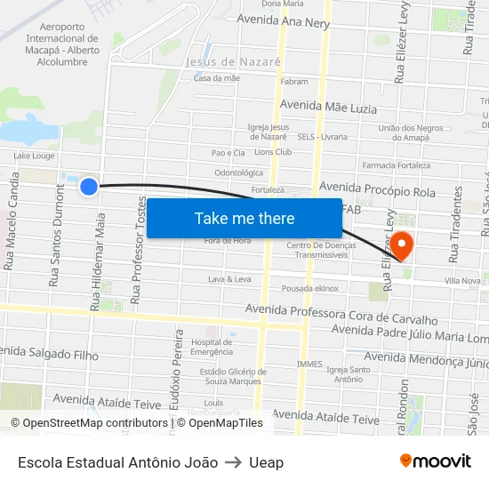 Escola Estadual Antônio João to Ueap map