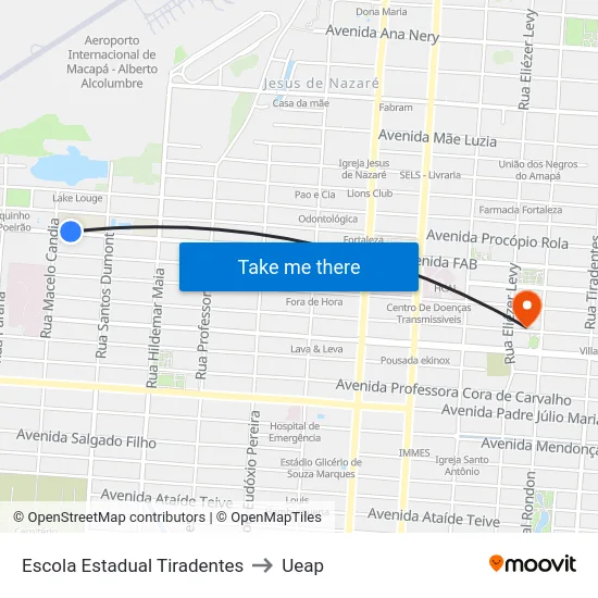 Escola Estadual Tiradentes to Ueap map