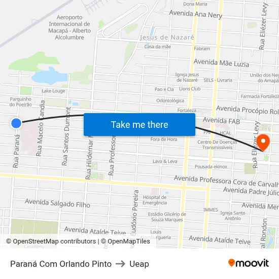 Paraná Com Orlando Pinto to Ueap map