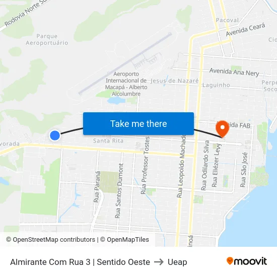 Almirante Com Rua 3 | Sentido Oeste to Ueap map
