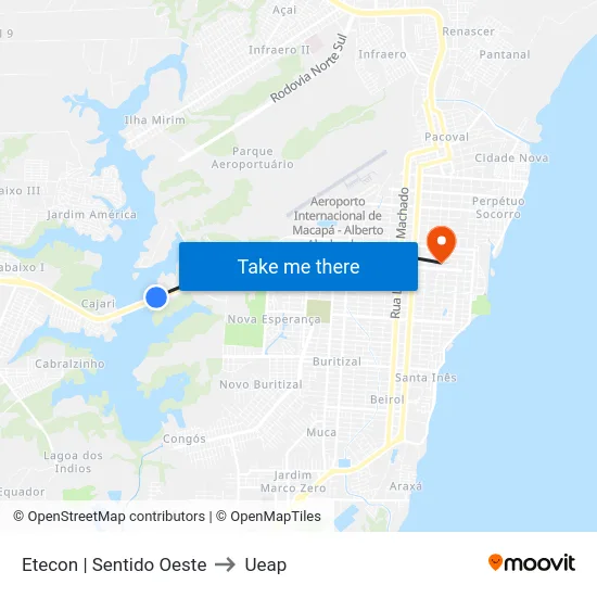 Etecon | Sentido Oeste to Ueap map