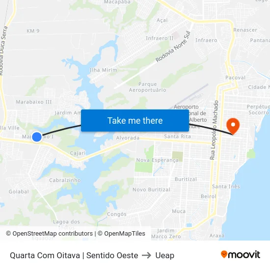 Quarta Com Oitava | Sentido Oeste to Ueap map