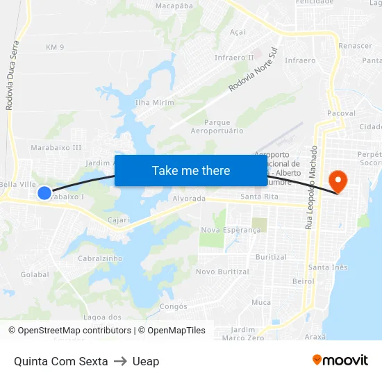 Quinta Com Sexta to Ueap map