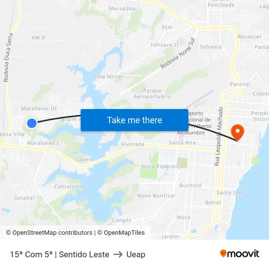 15ª Com 5ª | Sentido Leste to Ueap map