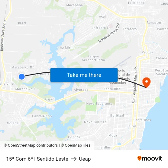 15ª Com 6ª | Sentido Leste to Ueap map