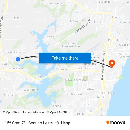15ª Com 7ª | Sentido Leste to Ueap map