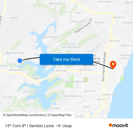 15ª Com 8ª | Sentido Leste to Ueap map