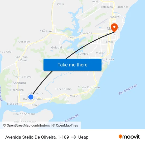 Avenida Stélio De Oliveira, 1-189 to Ueap map