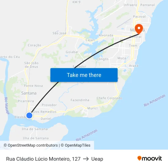 Rua Cláudio Lúcio Monteiro, 127 to Ueap map