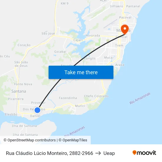 Rua Cláudio Lúcio Monteiro, 2882-2966 to Ueap map