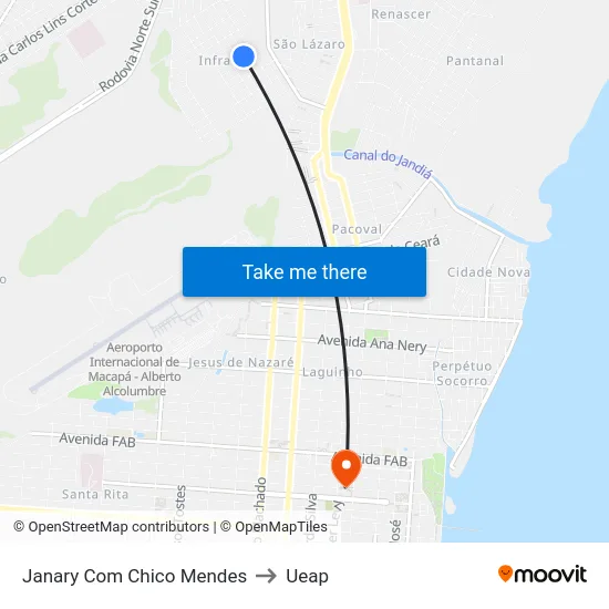 Janary Com Chico Mendes to Ueap map