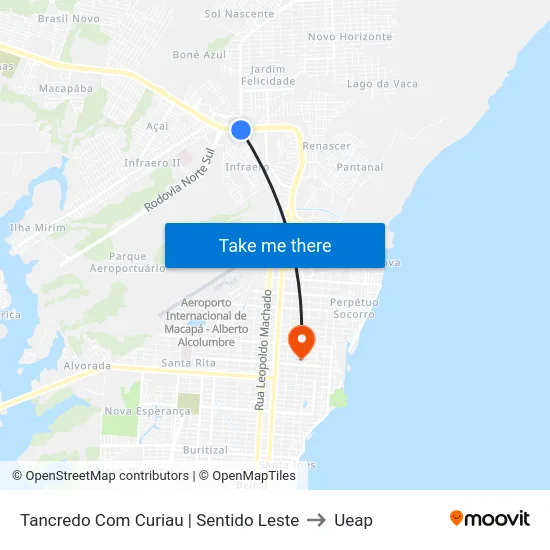 Tancredo Com Curiau | Sentido Leste to Ueap map