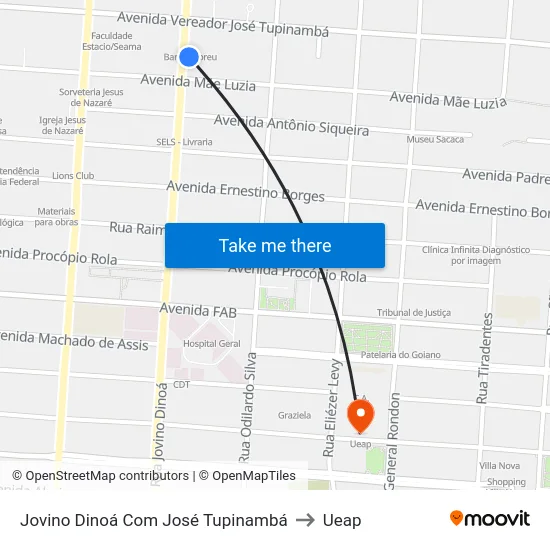 Jovino Dinoá Com José Tupinambá to Ueap map