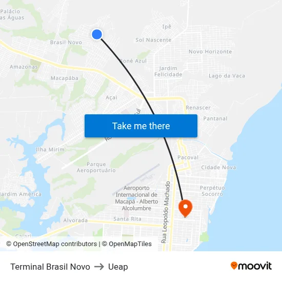 Terminal Brasil Novo to Ueap map